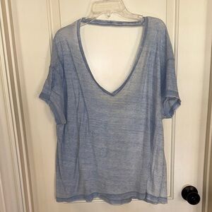 Light Blue V-Neck Women's Top